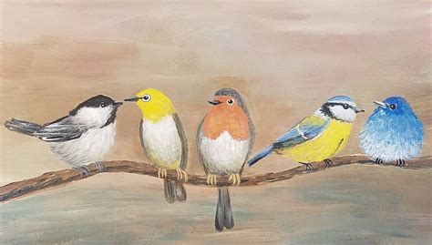 Songbirds Acrylicpainting Free Tutorial On Youtube By Angelafineart
