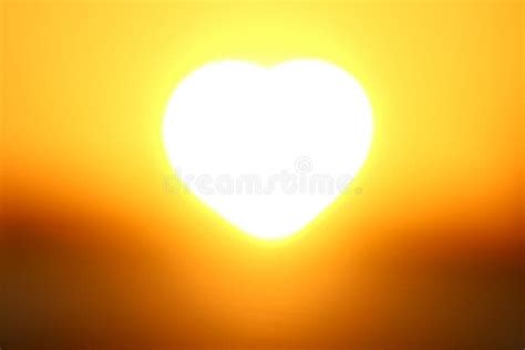 Sunset Sun Heart Shape Blurred Background Soft Orange Gold Yellow Color