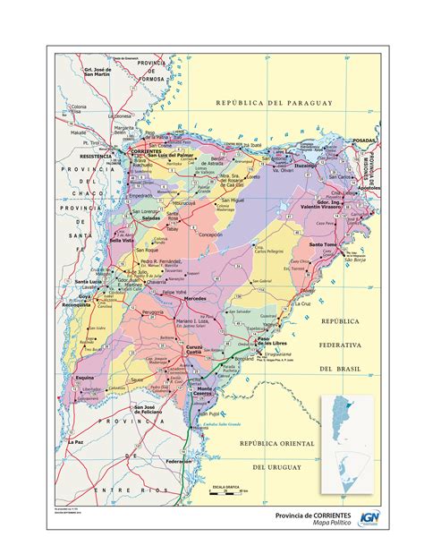 Mapa Político De Corrientes Instituto Geográfico Nacional De La