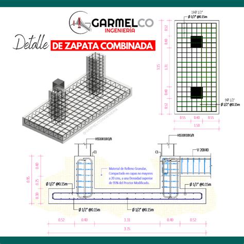 Zapata Combinada Cimentacion Hormigon Armado Detalles Constructivos