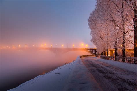 Irkutsk Winter Promenade With Views Of The Bridge Null Irkutsk