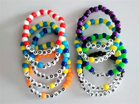 Kandi Singles Friendship Bracelets With Beads Rave Bracelets Pony