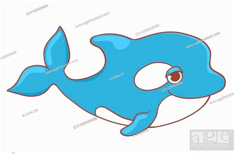 Cute Killer Whale Isolated On White Vector Cartoon Illustration Stock