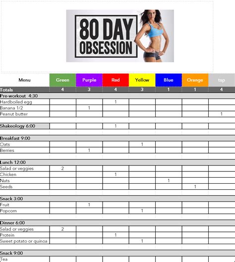 My 80 Day Obsession Meals 80 Day Obsession Beach Body Challenge