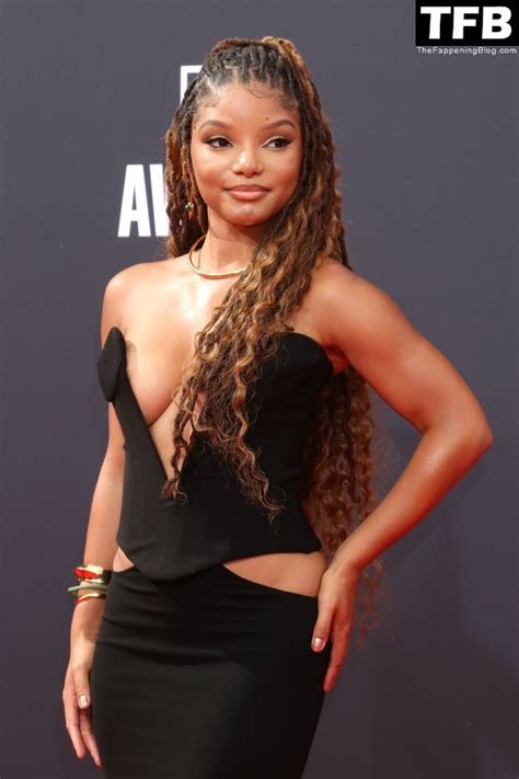 Halle Bailey Displays Her Deep Cleavage At The 2022 BET Awards In LA