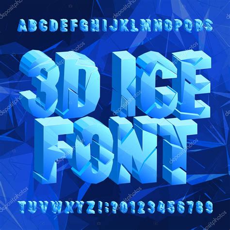 3d Ice Alphabet Fuente Letras Y Números Congelados Rotos Sobre Fondo