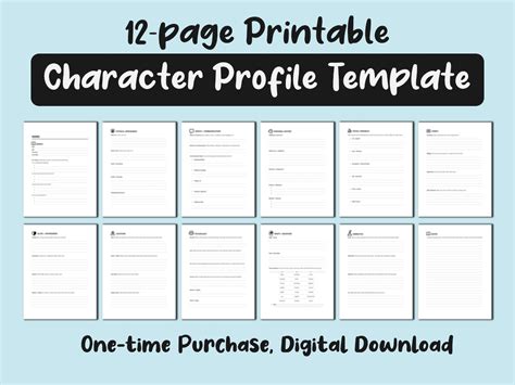 Printable Character Profile Template 12 Pages Us Letter Pdf Download
