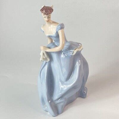 Vintage Royal Dux Figurine Lady With Hat Dancer Cobalt Blue Gold Gilded Mint Picclick