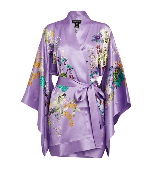 Meng Purple Silk Short Kimono Harrods Uk