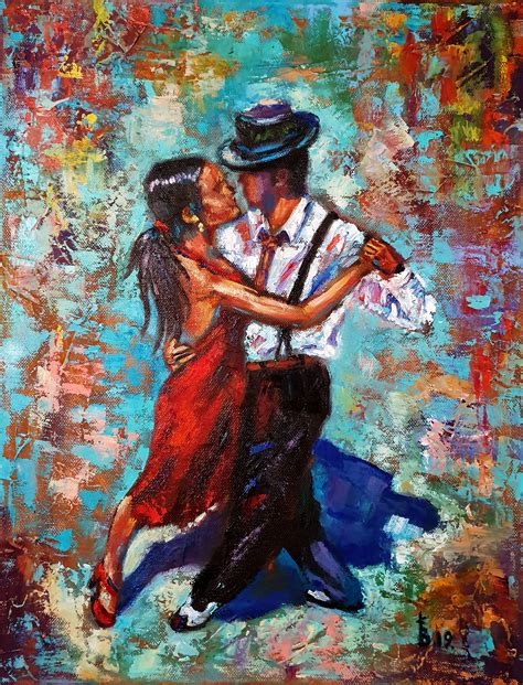 Tango Dancers Painting Canvas Figurative Impasto Painting Etsy