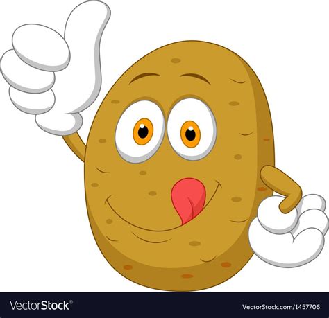 Vector Illustration Of Cute Potato Cartoon Thumb Up Download A Free