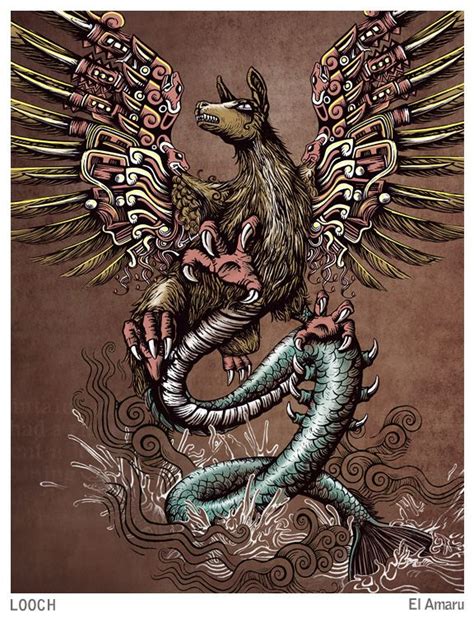 El Amaru Snake Illustration Aztec Art Inca Tattoo