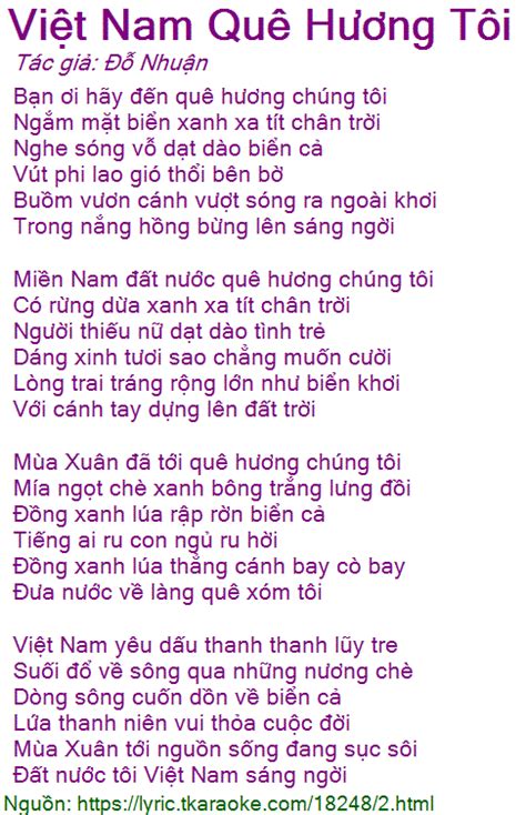 Lời Bài Hát Việt Nam Quê Hương Tôi Đỗ Nhuận Có Nhạc Nghe | Hot Sex Picture