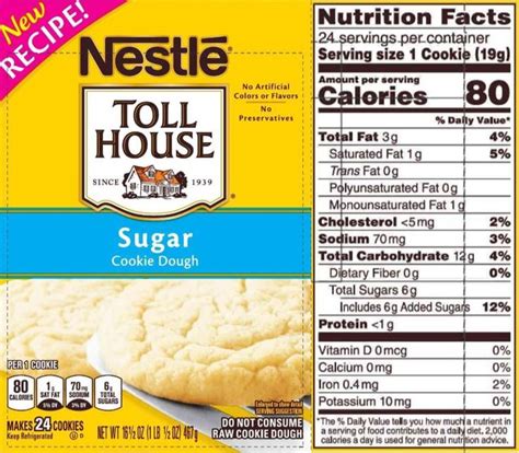 The Updated Nutrition Facts Label As Seen On Toll House Sugar Cookie Dough Image Courtesy Of