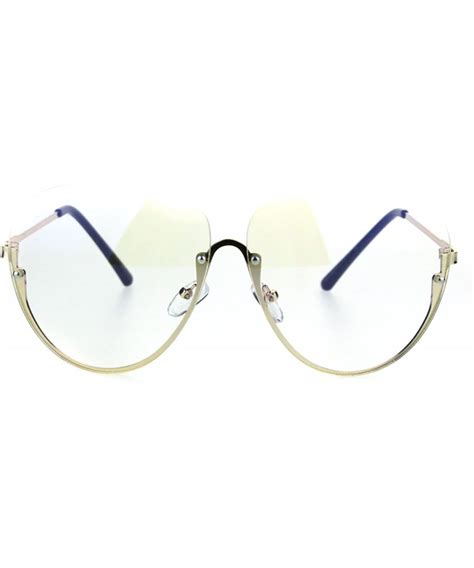 Womens Upside Down Half Rim Granny Oversize Clear Lens Eye Glasses Gold Cn182ym2tla