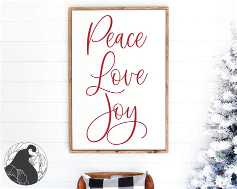 Peace Love Joy Svg Christmas Sign Svg Holiday Wall Art Joy Etsy