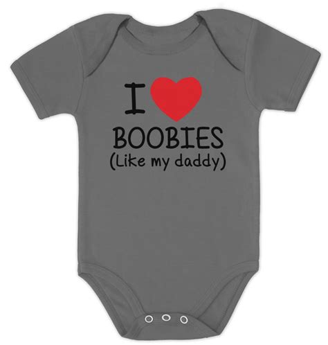 I LOVE BOOBIES LIKE MY DADDY Baby Onesie Funny Babe Bodysuit Shower Gift BabyGrow