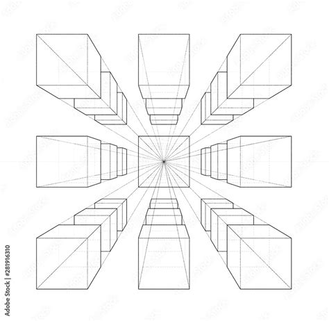 One Point Perspective Drawing Tutorial Stock Photo Adobe Stock
