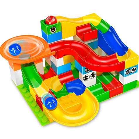 Marble Race Run Maze Ball Track Building Blocks Sets Plastic Funnel Slide Bricks Diy Toys For