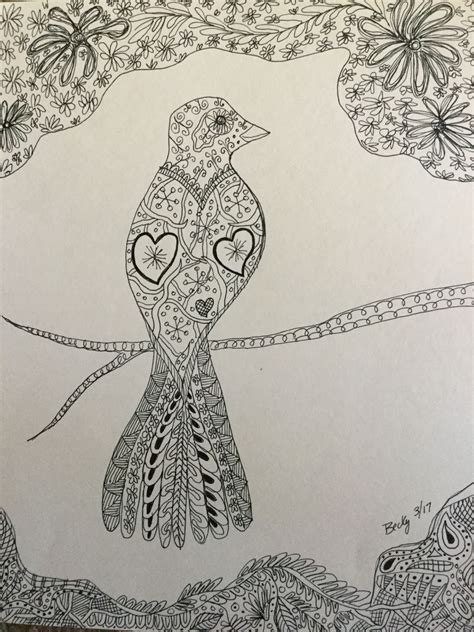 Bird Zentangle Art Bird Humanoid Sketch