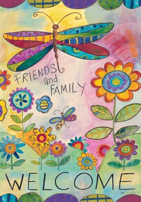 Coordinate a garden flag with matching house flags, door décor and door mats. Amazon.com : Welcome Friends Family Colorful Dragonfly ...