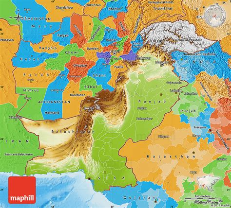Physical Map Of Pakistan Political Outside Shaded Relief Sea