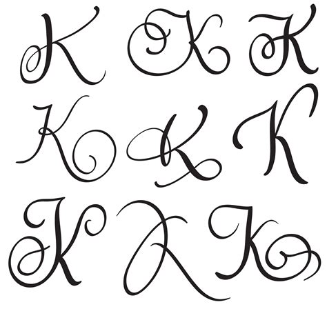Alphabet K In Calligraphy