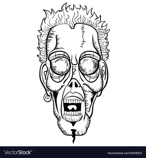 Black And White Zombie Face Royalty Free Vector Image