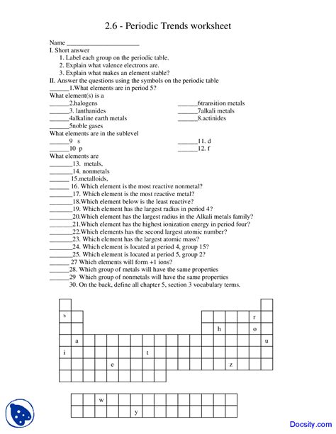 High School Periodic Table Of Elements Worksheet Periodic A3b