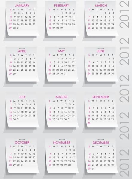 Elements Of Calendar Grid13 Design Vector Set Vectors Graphic Art