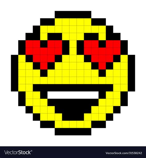 Smiley Pixel Art Style On White Background Vector Image