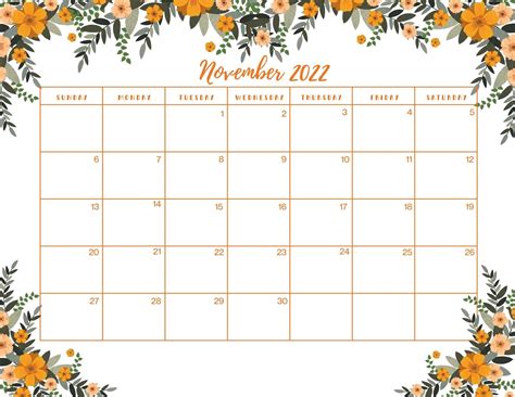 November 2022 Calendar Fillable