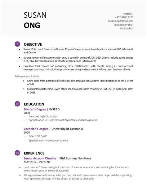 Resume templates, cv format ms word are still extremely effective job hunting tools, useful & guideless when creating or revising. Modern Purple CV Template | Resume Template Hong Kong ...