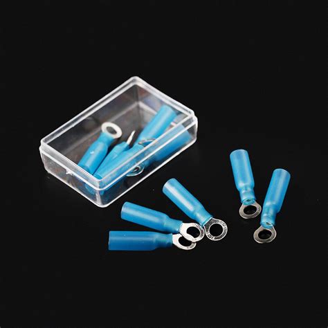 10pcs Blue 16 14awg Heat Shrink Wire Connector Insulated Ring Eye Crimp