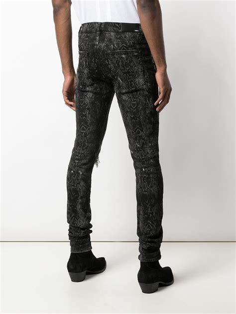 Amiri Python Print Skinny Jeans In Black For Men Lyst