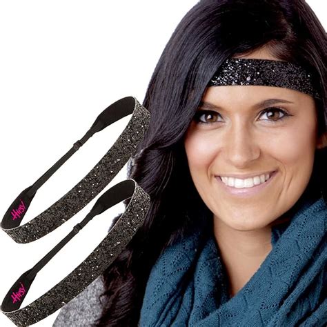 Hipsy Adjustable No Slip Wide Bling Glitter Headbands For Women Girls