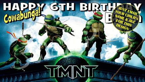 Teenage Mutant Ninja Turtles Happy Birthday Banner Birthday Etsy