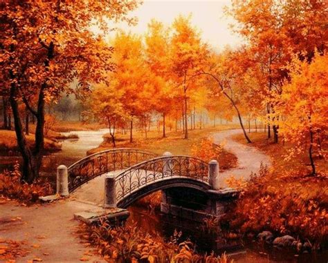 Autumn Fall Bridge Bridges Landscape Autumn Scenery Autumn Scenes