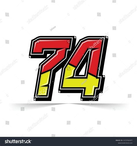Number Vector Sports Racing Number 74 Stock Vector Royalty Free