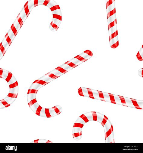 Candy Canes Red White Striped Candy Seamess Pattern Stock Vector