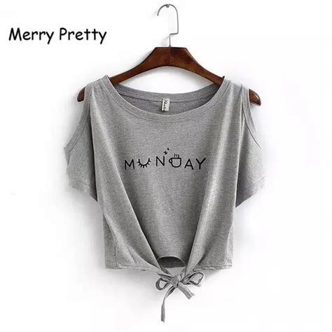 Buy Merry Pretty Women Cotton T Shirt Fashion Lace Up Short T Shirts Women