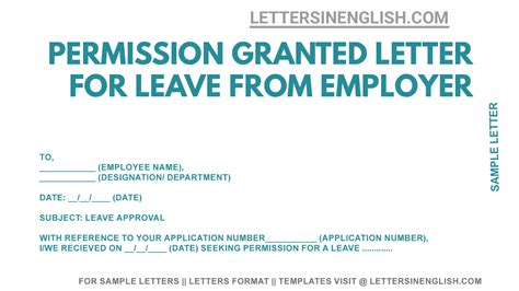 Leave Approval Letter Sample Permission Granted Letter For Leave From