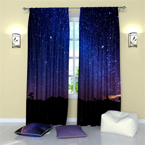 Space Curtains Galaxy Window Curtain Panels For Bedroom Boys Etsy