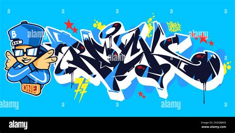 Blue Abstract Urban Graffiti Street Art Word Rock Lettering And Bboy