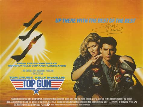 Top Gun 1986 Poster British Signed By Tom Cruise Original Film