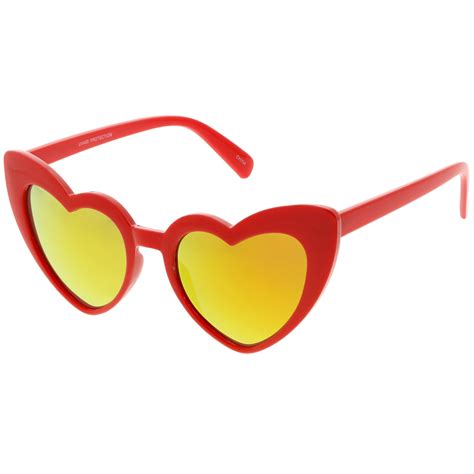 Women S Oversize Chunky Heart Sunglasses Colored Mirror Lens 51mm Sunglass La