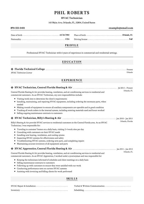Best resume templates in 2021, for all industry. HVAC Technician Resume & Guide | + 12 Templates | PDF ...