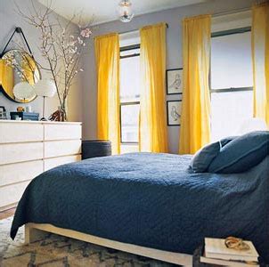 Every shade of blue will add a different feel to your room, from a bold navy to bright aquas or teals. Yellow Curtains for the bedroom…what to paint the walls?
