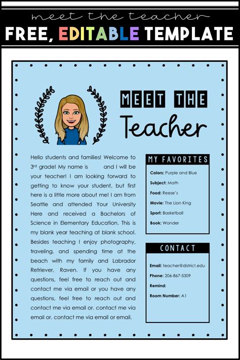 Meet The Teacher Letter Editable Digital Or Print Template Meet The