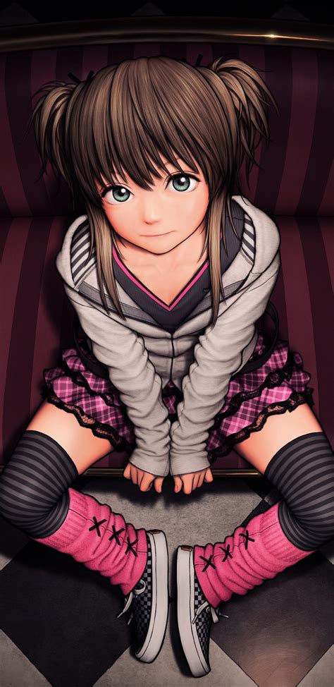 1440x2960 Anime Girl Sitting On Couch Looking Above Samsung Galaxy Note